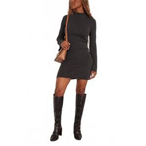 NEW VANESSABRUNO florane long sleeve dress in anthracite